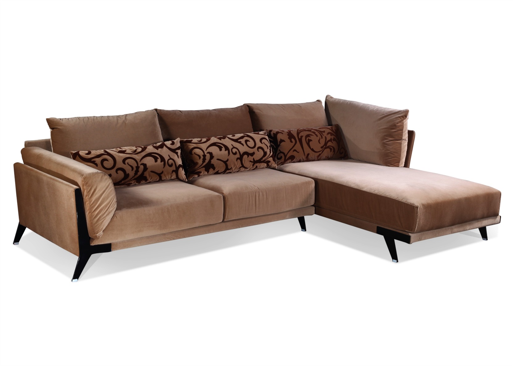 Modern Sectional Sofa In Rich Brown Fabric Not Just Brown