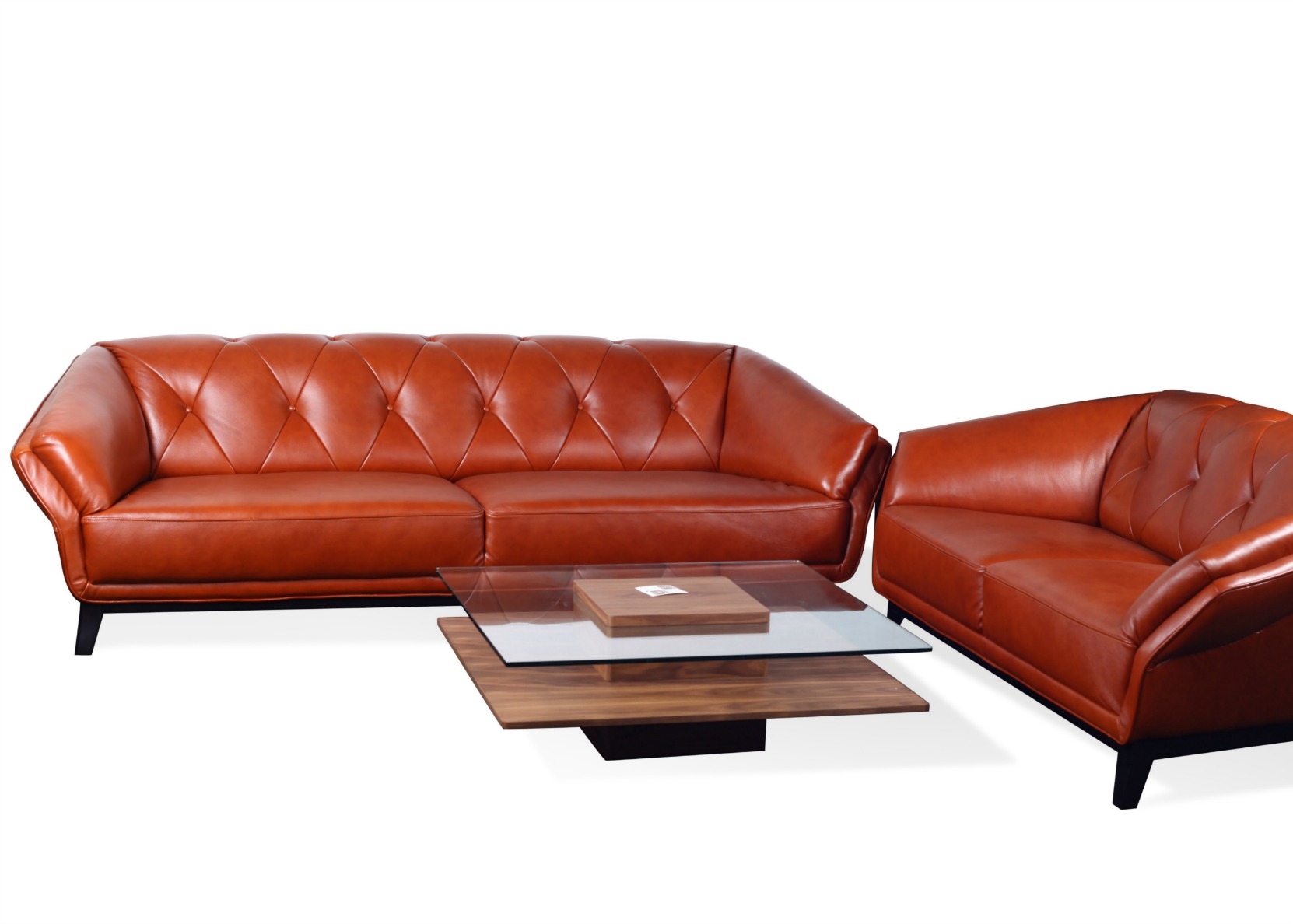 3 2 Sofa Set In Tan Leather Wood Not Just Brown