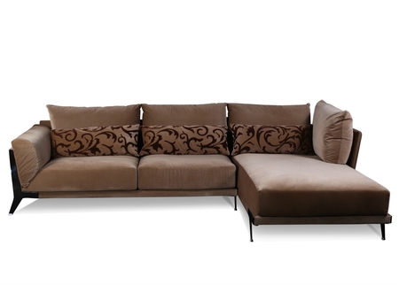 Modern Sectional Sofa In Rich Brown Fabric