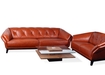 3+2 Sofa Set In Tan Leather & Wood