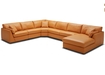 Group Sofa With Chaise In Rich Tan Leather