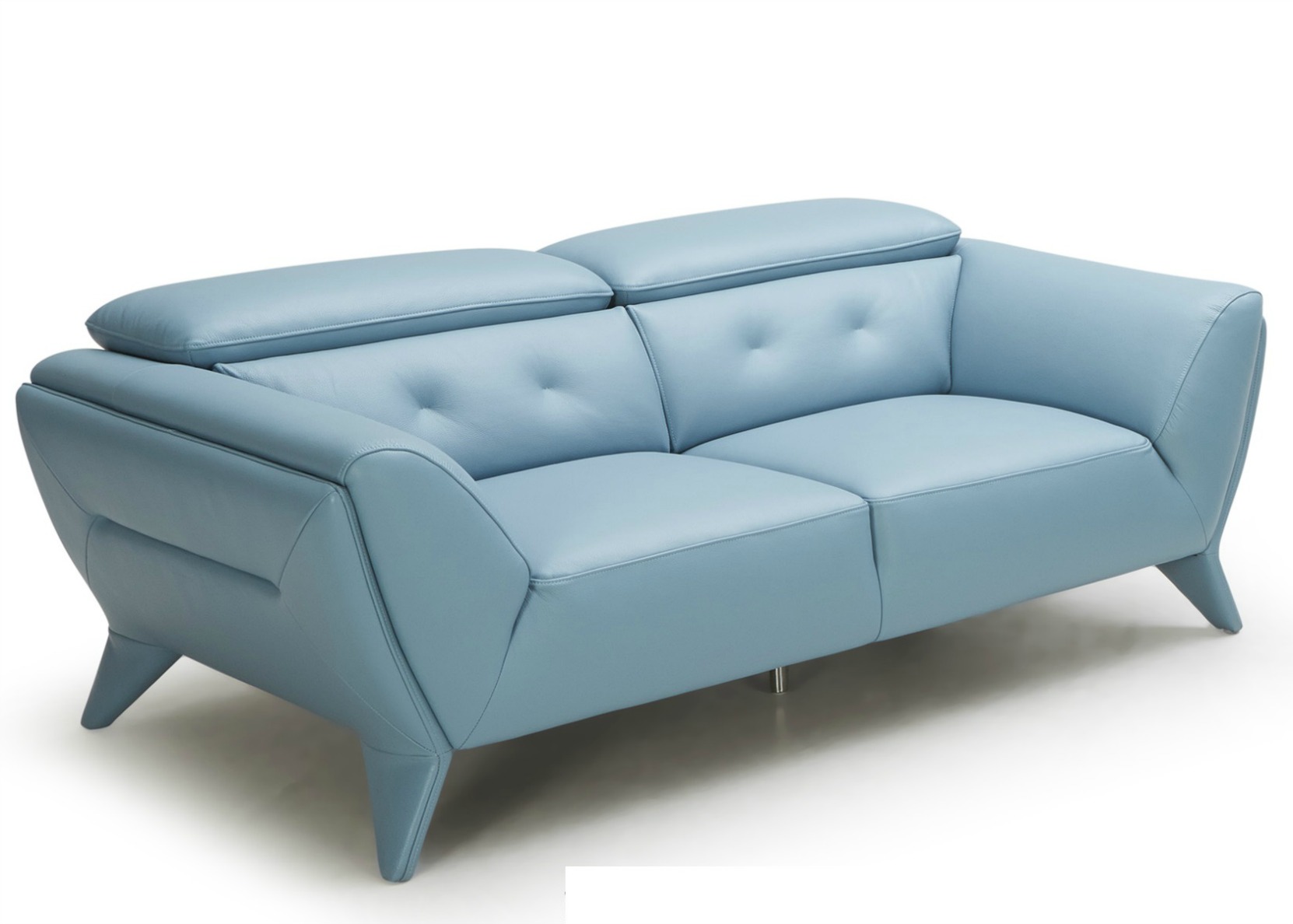 Lobelia Sofa In Light Blue Leather, Light Blue Leather Chair