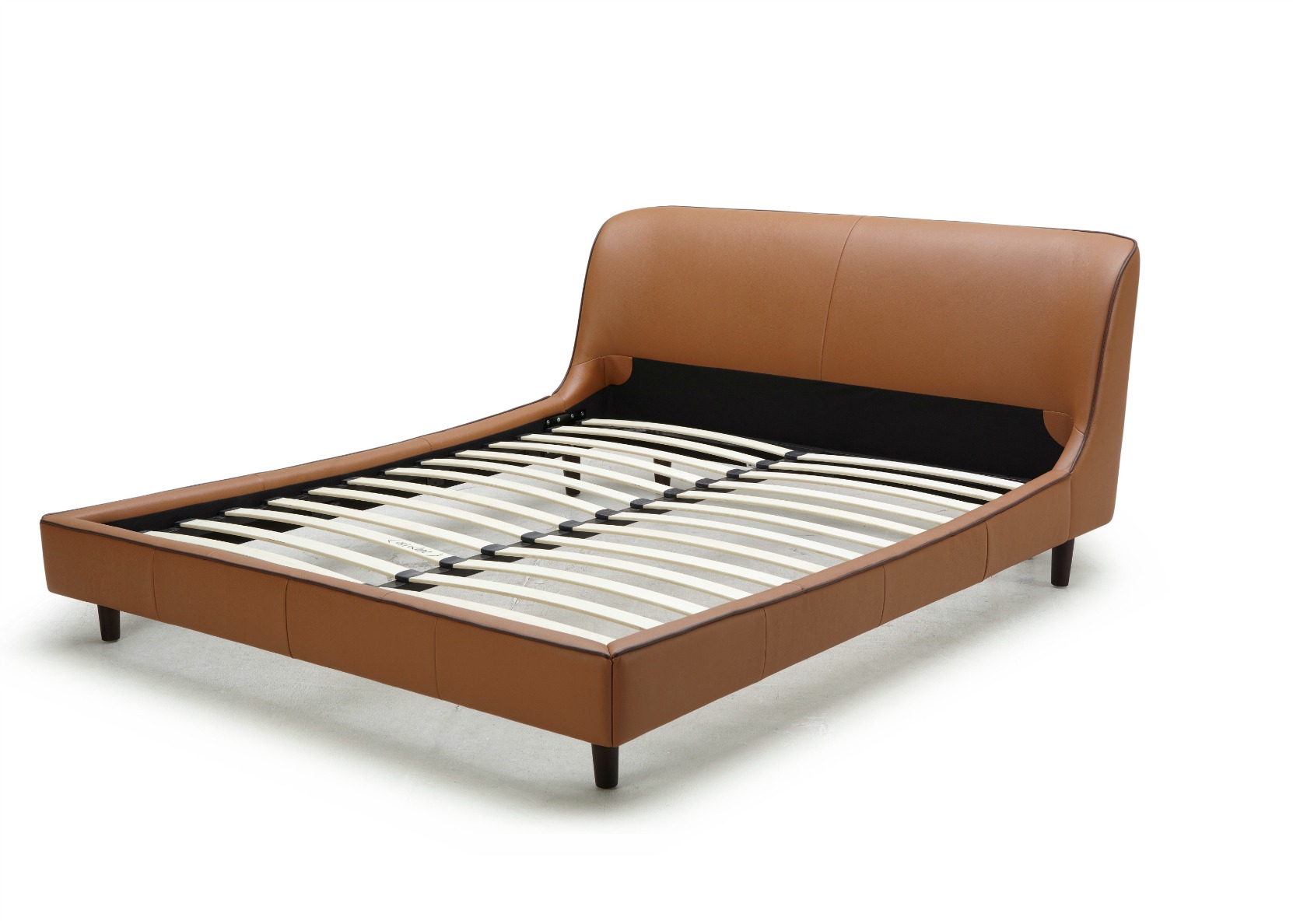 King Size Bed In Tan Leather Upholstery, Tan Leather Bed Frame